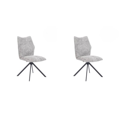 Pack de 2 Sillas Tapizadas en Tela Gris, Patas Negras, Asiento y Respaldo Ergonómicos y Acolchados Medidas 63x48x93 cm