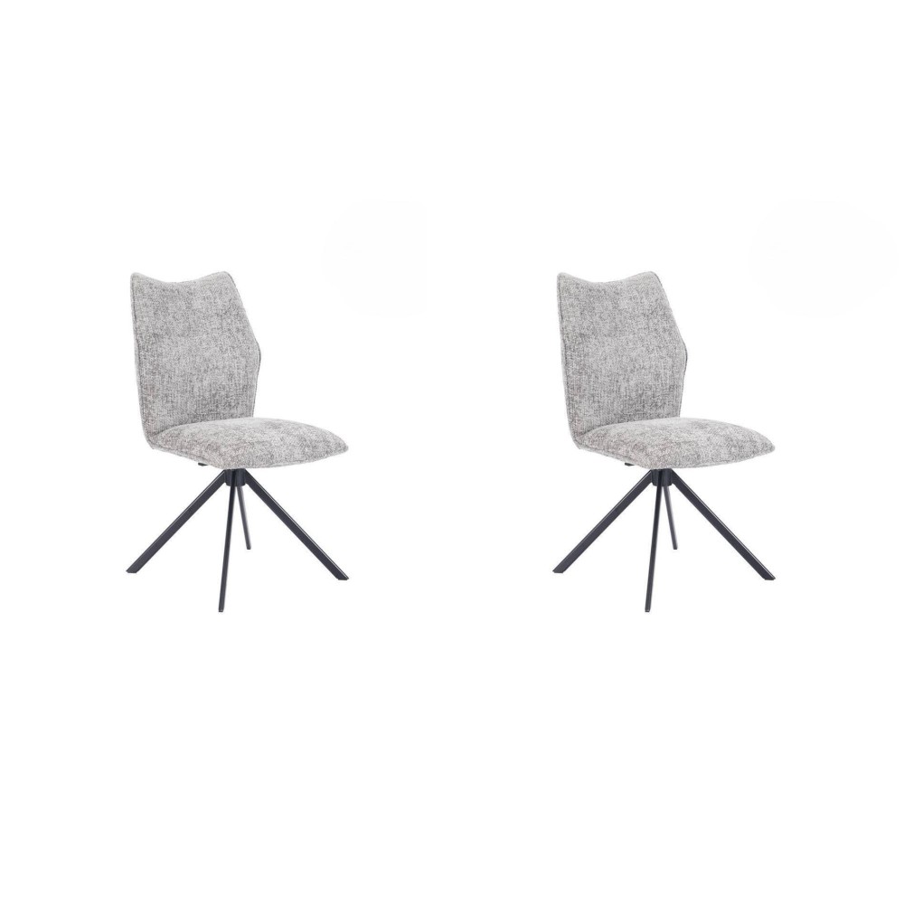 Pack de 2 Sillas Tapizadas en Tela Gris, Patas Negras, Asiento y Respaldo Ergonómicos y Acolchados Medidas 63x48x93 cm