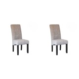 Pack de 2 Sillas Tapizadas en Tela Gris con Patas Negras, Acolchado Cuadrado en Respaldo y Asiento, Medidas 47x62x106.5 cm