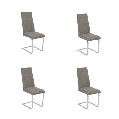 Pack de 4 Sillas Tapizadas en Símil Piel Gris Oscuro con Pata de Tubo Ovalado en Acabado Cromo,Medidas 46x54x110 cm