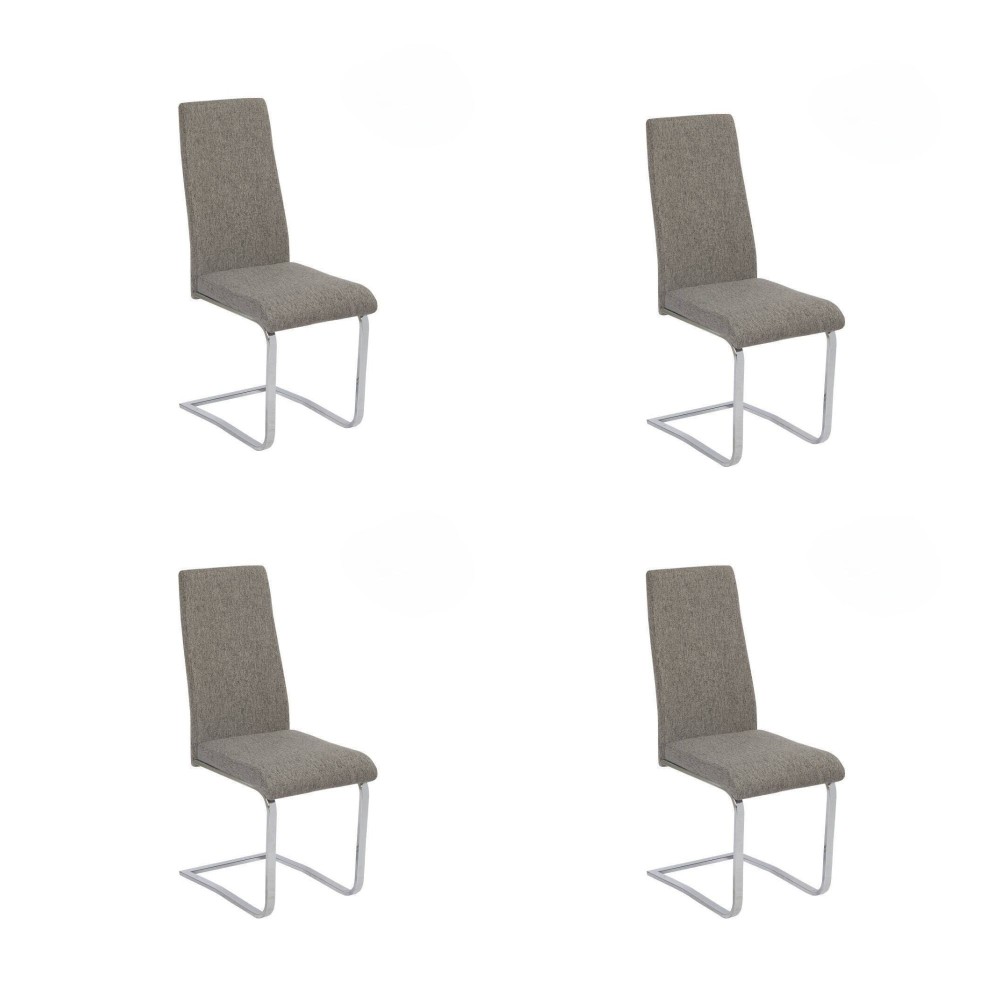 Pack de 4 Sillas Tapizadas en Símil Piel Gris Oscuro con Pata de Tubo Ovalado en Acabado Cromo,Medidas 46x54x110 cm