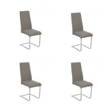 Pack de 4 Sillas Tapizadas en Símil Piel Gris Oscuro con Pata de Tubo Ovalado en Acabado Cromo,Medidas 46x54x110 cm