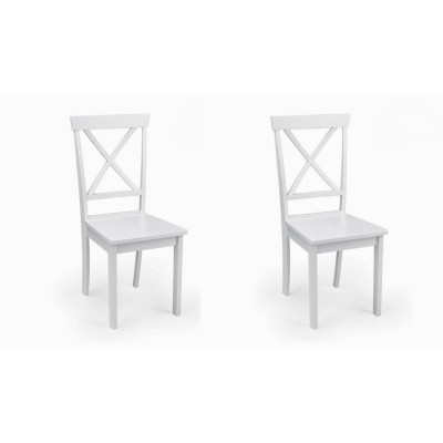 Pack de 2 Sillas de Madera Lacada en Blanco Mate, Diseño Moderno y Elegante, Medidas 42,5x53,94 cm