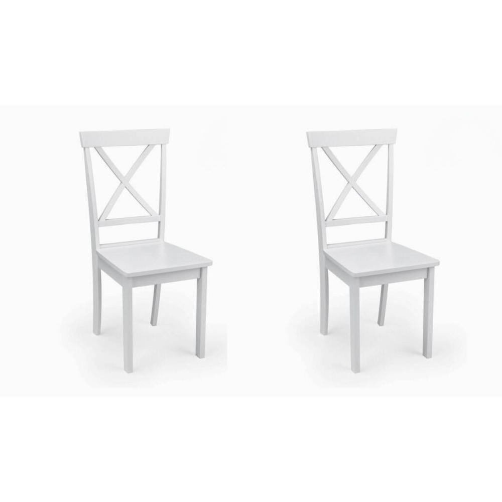Pack de 2 Sillas de Madera Lacada en Blanco Mate, Diseño Moderno y Elegante, Medidas 42,5x53,94 cm