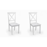 Pack de 2 Sillas de Madera Lacada en Blanco Mate, Diseño Moderno y Elegante, Medidas 42,5x53,94 cm