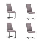 Pack de 4 Sillas de Madera con Relleno de Espuma, Tapizadas en Tela Gris, Patas Metálicas Negras, Medidas 44x60x99 cm