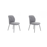 Pack de 2 Sillas Tapizadas en Tela Gris con Patas en Acabado Negro, Asiento y Respaldo Ergonómicos, Medidas 61x47x89 cm