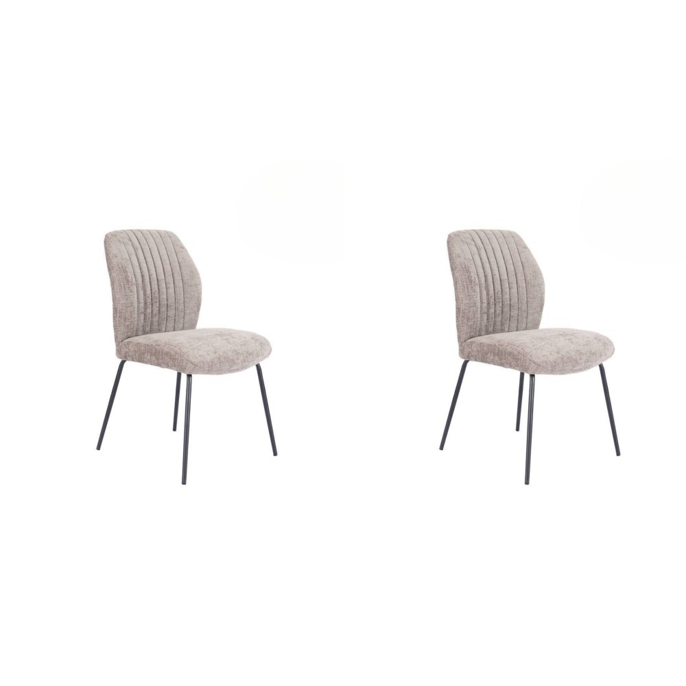 Pack de 2 Sillas Tapizadas en Tela Piedra con Patas en Acabado Negro, Asiento y Respaldo Ergonómicos, Medidas 61x47x89 cm