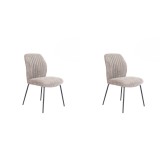 Pack de 2 Sillas Tapizadas en Tela Piedra con Patas en Acabado Negro, Asiento y Respaldo Ergonómicos, Medidas 61x47x89 cm