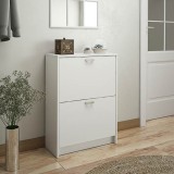 Zapatero Recibidor Blanco – Mueble Auxiliar Estrecho con 2 Puertas | Capacidad 12 Pares | 81,6 x 60 x 25 cm