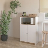 Mueble Auxiliar para Microondas | Color Blanco y Roble | 124 x 80 x 40 cm (alto x ancho x fondo)