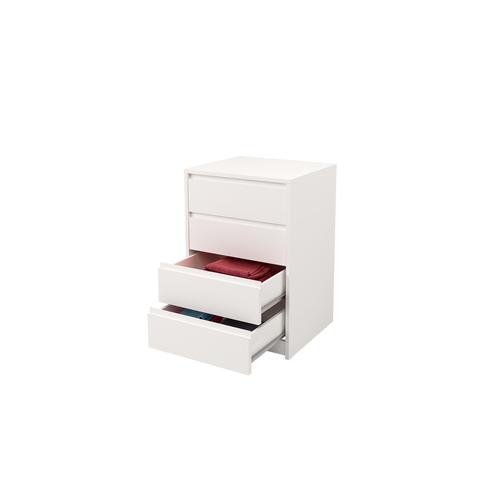 Cómoda Cajonera 4 cajones acabado en blanco. 74cm(alto) 50cm(ancho) 45cm(fondo)