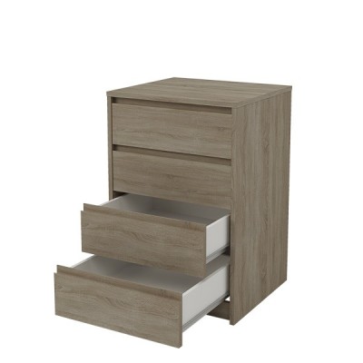 Cómoda Cajonera 4 cajones acabado en Color Roble. 74cm(alto) 50cm(ancho) 45cm(fondo)