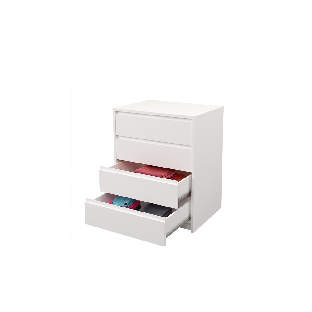 Cómoda Cajonera 4 cajones acabado en blanco. 74cm(alto) 60cm(ancho) 45cm(fondo)