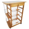 Carro Verdulero de Cocina con Botellero Lateral 57x37x82 Color Miel Oporto 5 - ¡Organiza tu Cocina!