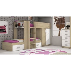 Litera - Cama Tren en Color Puccini Andersen - 99.6 cm x 278.5 cm x 150.6 cm | Alta Calidad y Resistencia