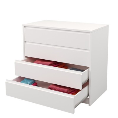Cómoda Cajonera 4 cajones acabado en blanco. 74cm(alto) 80cm(ancho) 45cm(fondo)
