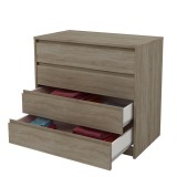 Cómoda Cajonera 4 cajones acabado en Color Roble. 74cm(alto) 80cm(ancho) 45cm(fondo)