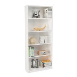 Estantería Alta Salón, Librería, Color Blanco, Medidas: 180 cm (Alto) x 75 cm (Ancho) x 25 cm (Fondo)