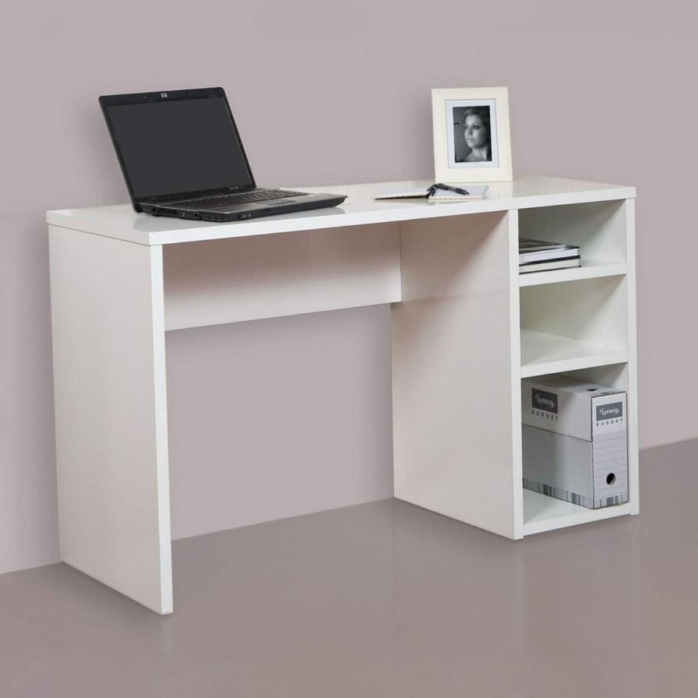 Mesa Escritorio | Mesa Estudio con 3 estantes | Color Blanco Brillo | Medidas: 120 x 75 x 50 cm