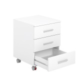 Cajoneras Para escritorio con ruedas 3 Cajones color blanco 58 x 45 x 44 Cm (alto x ancho x fondo)
