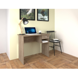 Mesa de Escritorio y Trabajo en Color Roble, 90x50x74cm - Con Cajón y Estante para Oficina o Estudio