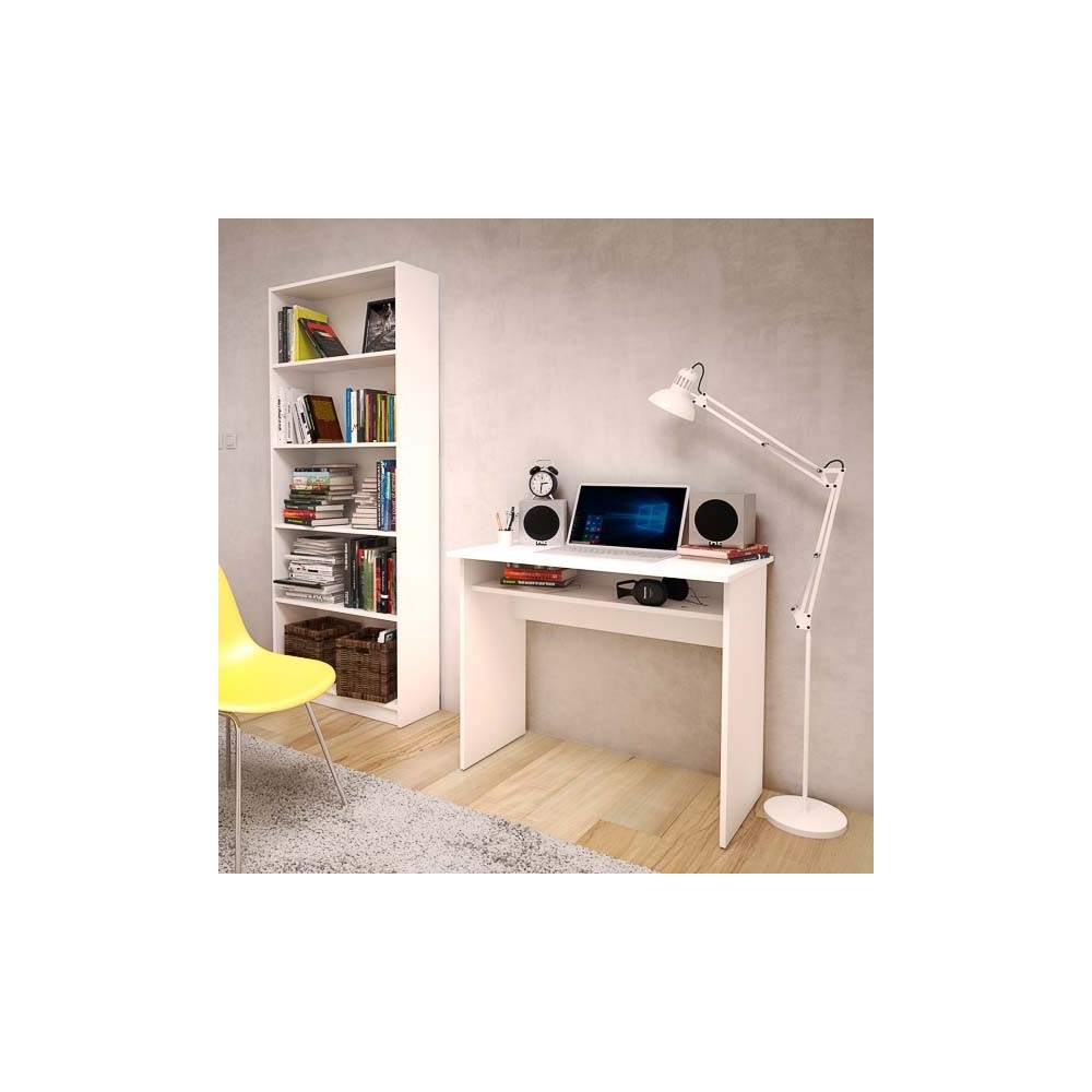 Mesa Escritorio | Mesa de Estudio | Contiene Bandeja | Color Blanco | Medidas: 90 x 74 x 50 cm