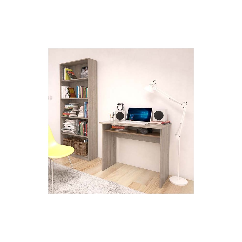 Mesa Escritorio | Mesa de Estudio | Contiene Bandeja | Color Roble | Medidas: 90 x 74 x 50 cm