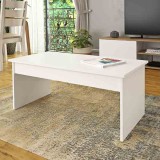 Mesa de Centro Fija, Mesa Auxiliar, Acabado en Blanco, Medidas: 100 cm (Largo) x 50 cm (Ancho) x 41,6 cm (Alto)