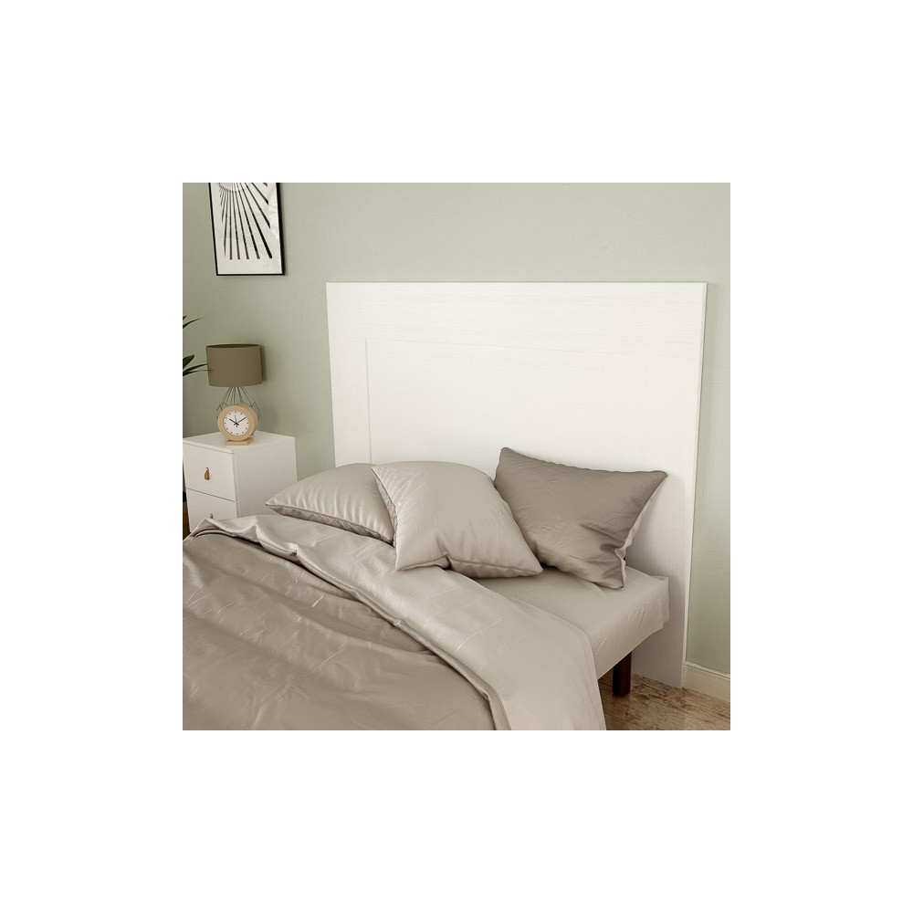 Cabezal para Cama de Matrimonio con patas, Color Blanco, Medidas: 160 cm (Ancho) x 130 cm (Alto) x 2,5 cm (Fondo)