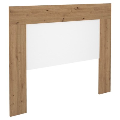 Cabezal para Cama de Matrimonio con patas, Color Blanco y Roble, Medidas: 160 cm (Ancho) x 130 cm (Alto) x 2,5 cm (Fondo)