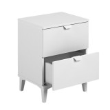 Mesita de Noche 2 cajones, Mesilla de Noche,  Color Blanco, Medidas: 43 cm (Ancho) x 34 cm (Fondo) x 56 cm (Alto)