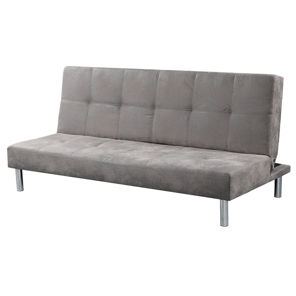 Sofá Cama 3 Plazas de Diseño Moderno, Estructura de Madera, Tapizado Color Cemento, 188x88x88 cm