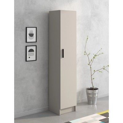 Mueble multiusos Armario Auxiliar Multiusos Color Beige – 1 Puerta, 4 Baldas, 37x180x35 cm – Madera Práctico y Funcional.