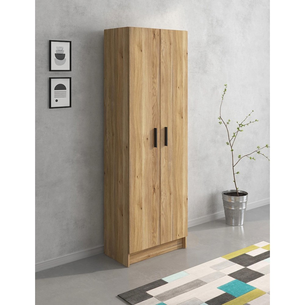 Mueble Multiusos Armario Auxiliar Color Mauvella – 2 Puertas, 4 Baldas, Práctico y Funcional, Madera, 60x180x35 cm