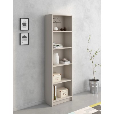 Meyvaser Librería Estantería con Cinco baldas en madera color Beige para salón 178,3x51,9x24,6 cm