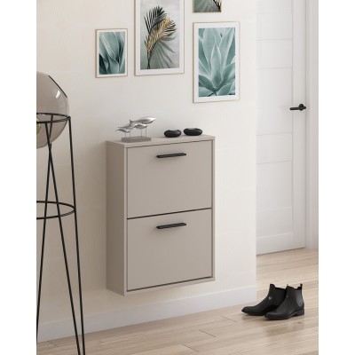 Meyvaser - Zapatero con 2 Puertas, Mueble para Zapatos Estrecho en Color Beige, Medidas: 73 cm (Al) x 54 cm (Anc) x 18 cm (Fon)