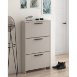 Zapatero con 3 Puertas, Mueble para Zapatos Estrecho en Color Beige, Medidas: 115 cm (Alto) x 68,5 cm (Ancho) x 17 cm (Fondo)