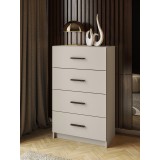 Sinfonier de 4 Cajones para Dormitorio, Acabado en Beige y Negro, Medidas: 60 cm (Largo) x 100 cm (Alto) x 34,4 cm (Fondo)