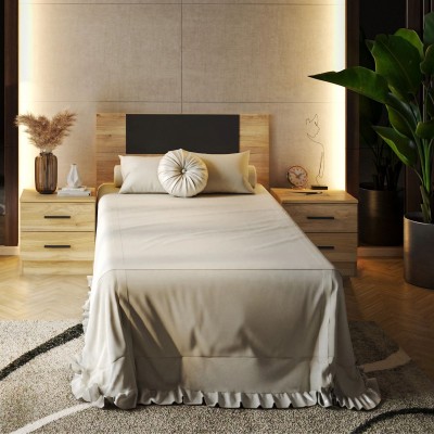 Conjunto Pack Cabecero y 2 Mesitas de Noche,Mesilla de noche 2 Cajones Color Mauvella, 110x45x1,6 cm (LargoxAltoxProfundo)