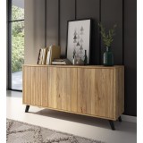 Meyvaser Aparador, Buffet, Salón Comedor 3 Puertas, Armario Auxiliar Color Mauvella-rayas, Medidas: 138 cm x 70 x 39,5.