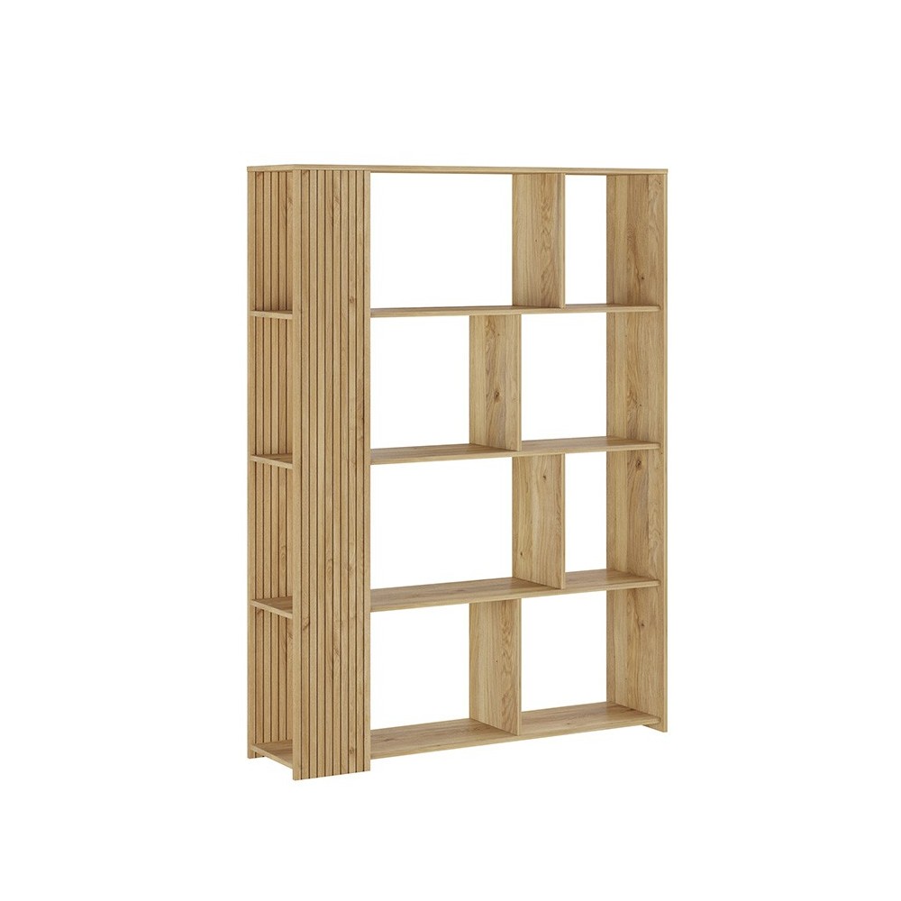 Estantería Decorativa, Librería, Separador Ambientes, Acabado en Mauvella-rayas, 174 cm (Al) x 129 cm (Anc) x 32,8 cm (Fon)