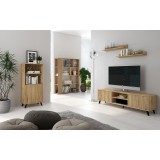 Conjunto de Salón Mueble Completo: Bajo TV, Mueble Bar, Estantería y Mueble Colgar - Estilo Mauvella Rayas.