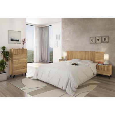 Cabezal + Dos Mesitas de Noche + Sinfonier, Mauvella - Rayas, Medidas: 210 cm (An) x 55 cm (Al) x 35 cm (Fon)