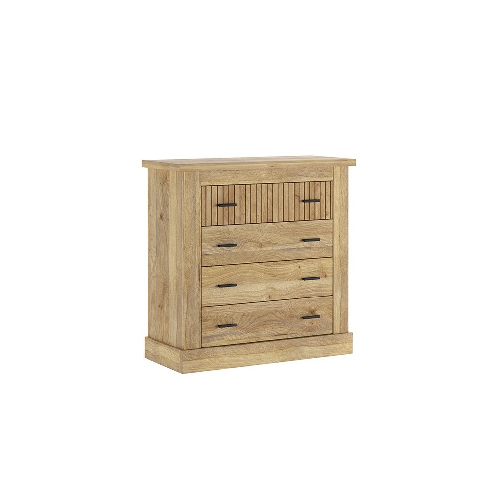 Cómoda con 4 Cajones, Sinfonier, Práctica y Funcional, Color Madera, Medidas: 91,5 cm (An) x 90.8 cm (Al) x 39.6 cm (Fo)