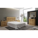 Pack de Muebles de Dormitorio Habitación con Cabecero, 2 Mesitas de Noche 3 Cajones y Cómoda en Color Mauvella Rayas