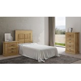 Pack de Muebles de Dormitorio Habitación Infantil con Cabecero, 1 Mesita de Noche 3 Cajones y Sinfonier en Color Mauvella Rayas