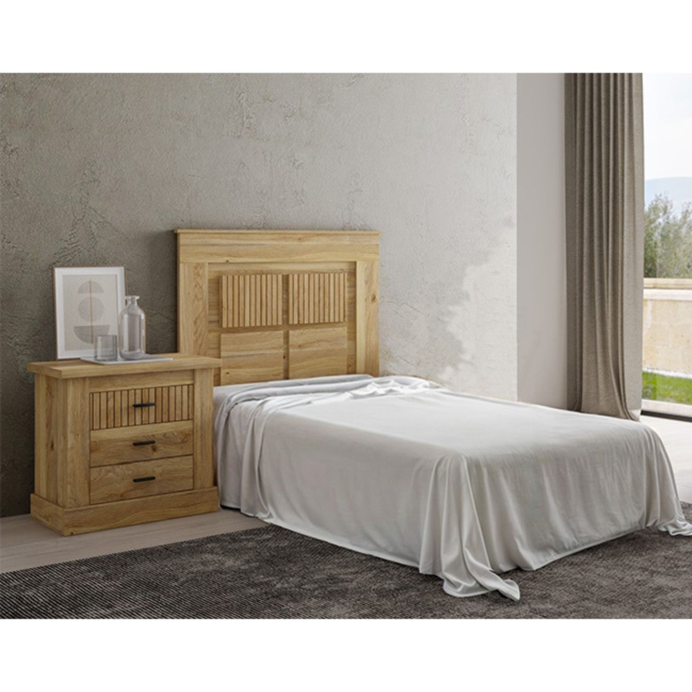 Pack Cabecero de 110 x 120 cm + 2 Mesitas de Noche de 3 Cajones | Dormitorio Completo Infantil | Color Mauvella Rayas