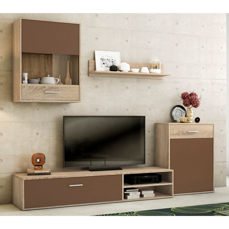 Meyvaser, Conjunto de muebles de salón 220 cm Color cambrian y Chocolate , muebles de salón.