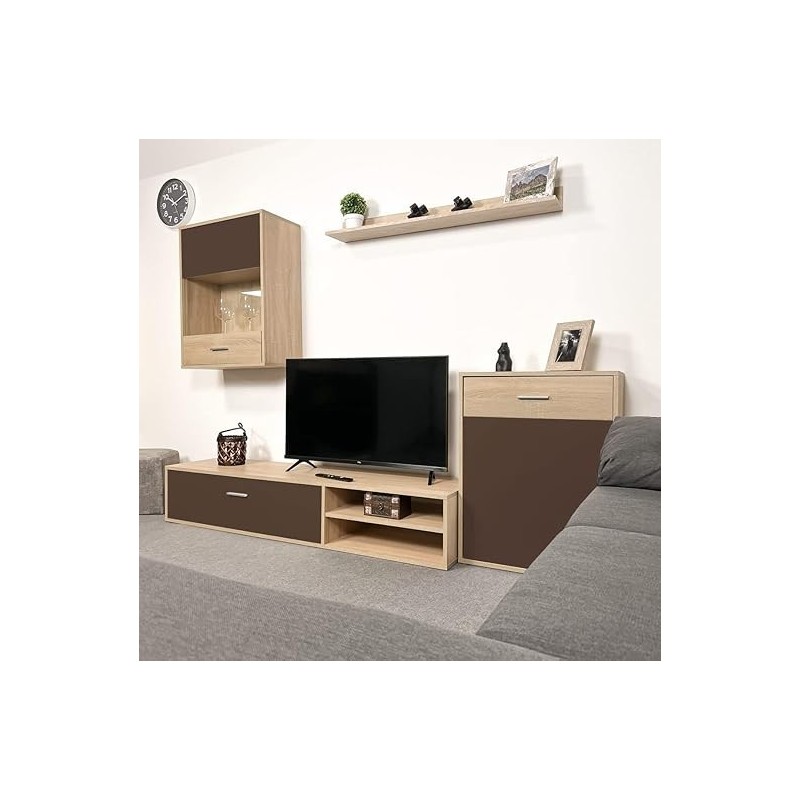 Meyvaser, Conjunto de muebles de salón 220 cm Color cambrian y Chocolate , muebles de salón.